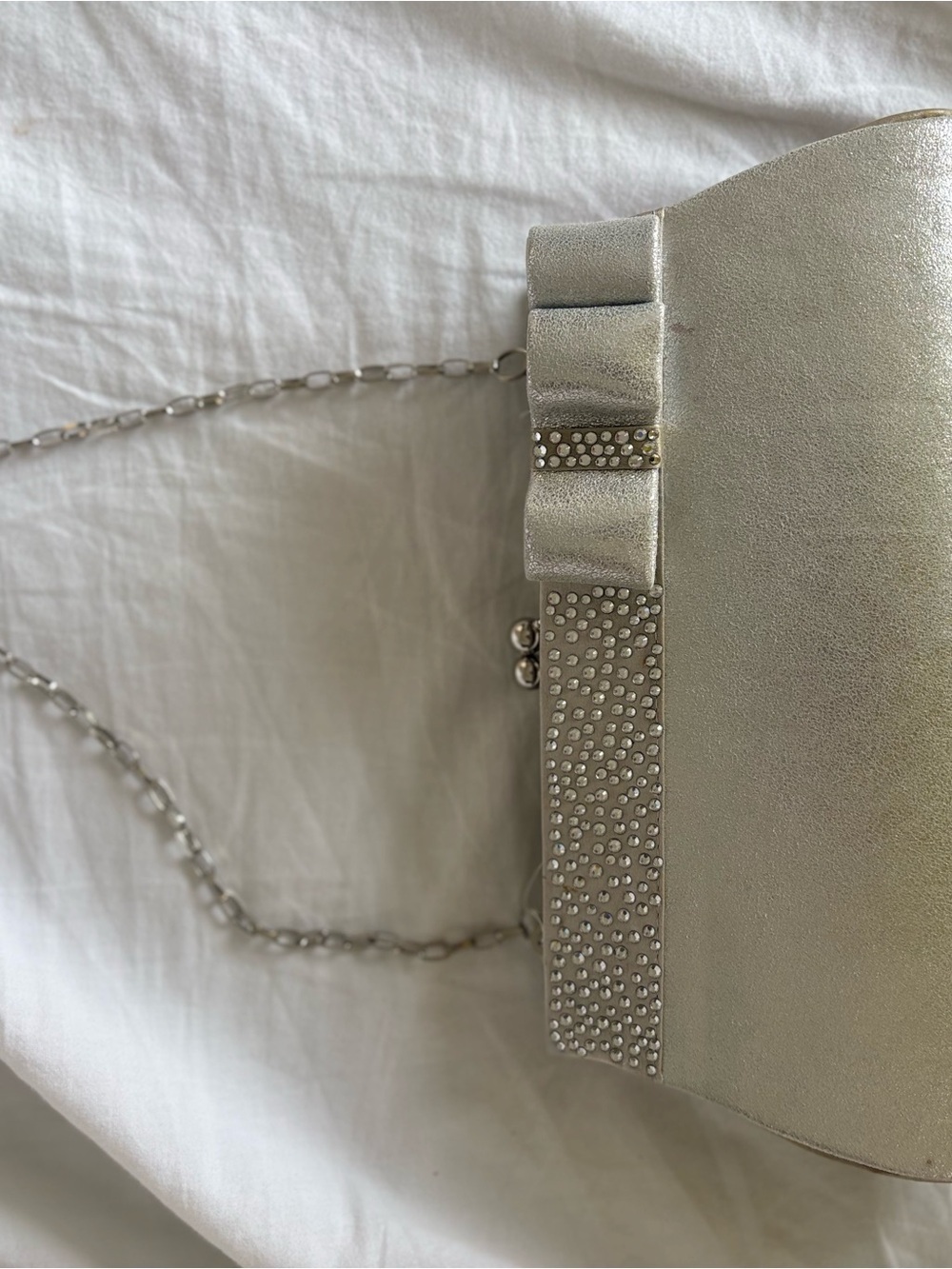 Silver Crystal Bow Evening Clutch - Picture 4 of 4